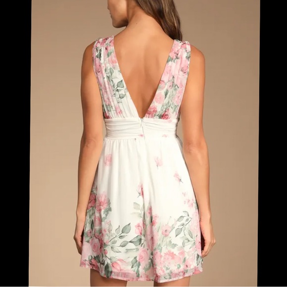 New Lulus Garden Wanderings White Floral Mini Dress, Size Medium - Picture 7 of 11